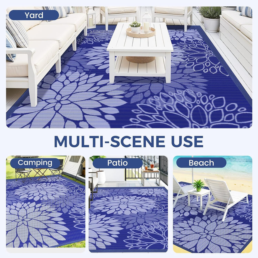 Outdoor Rug Reversible Portable Plastic Straw Area Rugs, Patio Carpet