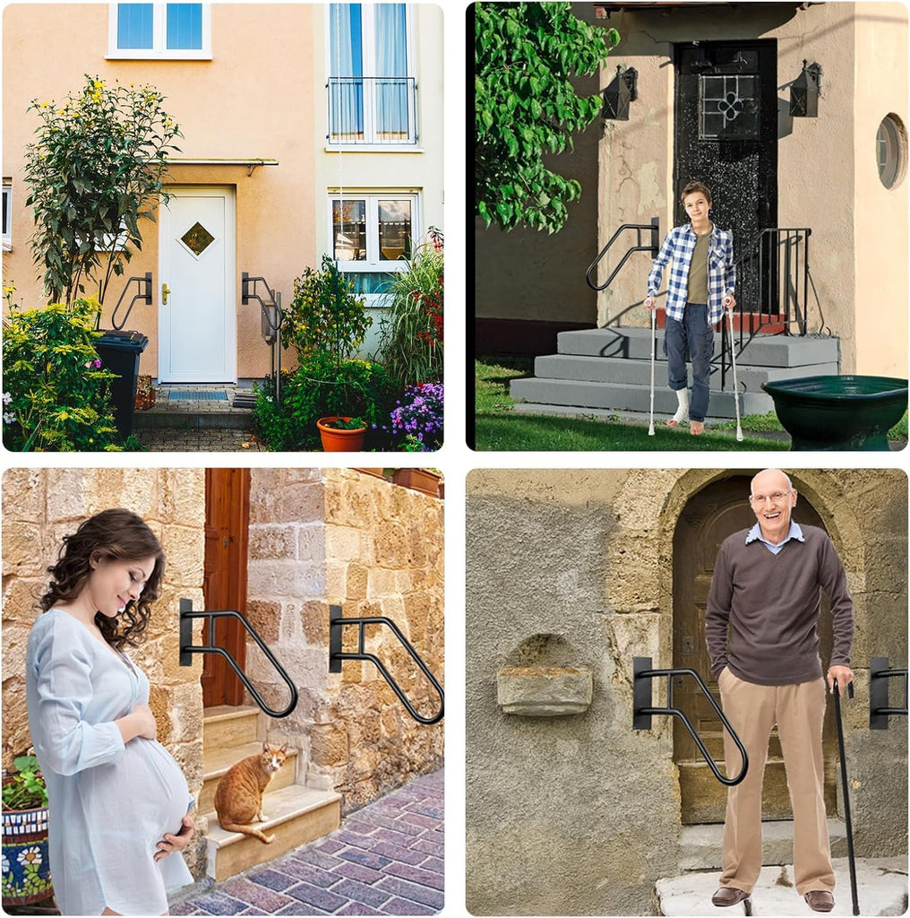2 Pack Outdoor Handrail for 1-3 Step Stairs