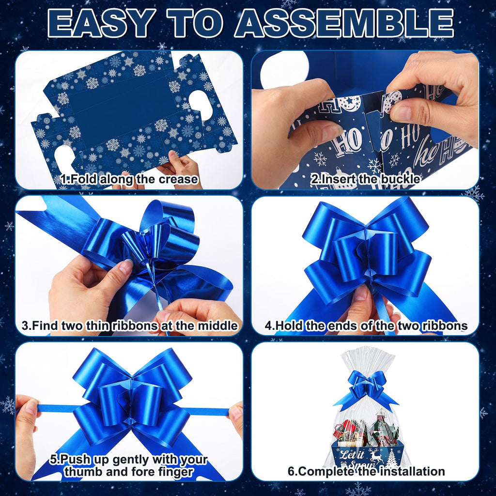 72 Pcs Christmas Blue Gift Baskets Empty to Fill Kit