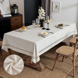 Natural Tablecloth, Rectangle Tablecloth with Decorative Cutouts, Stain Resistant & Wrinkle Free Tab