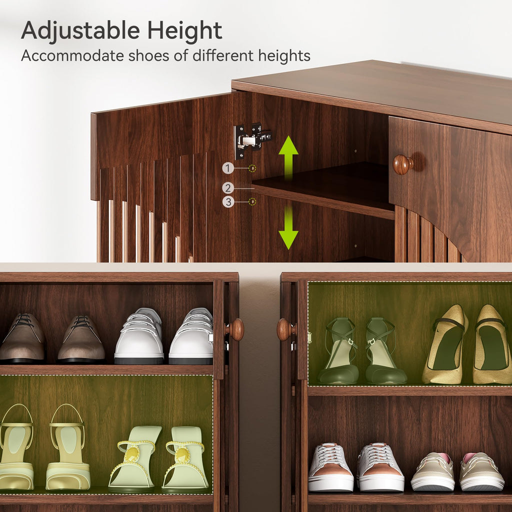 5-Tier Shoe Cabinet, Adjustable Height Shelves, 39.8" Tall Farmhouse Style Shoe Organizer