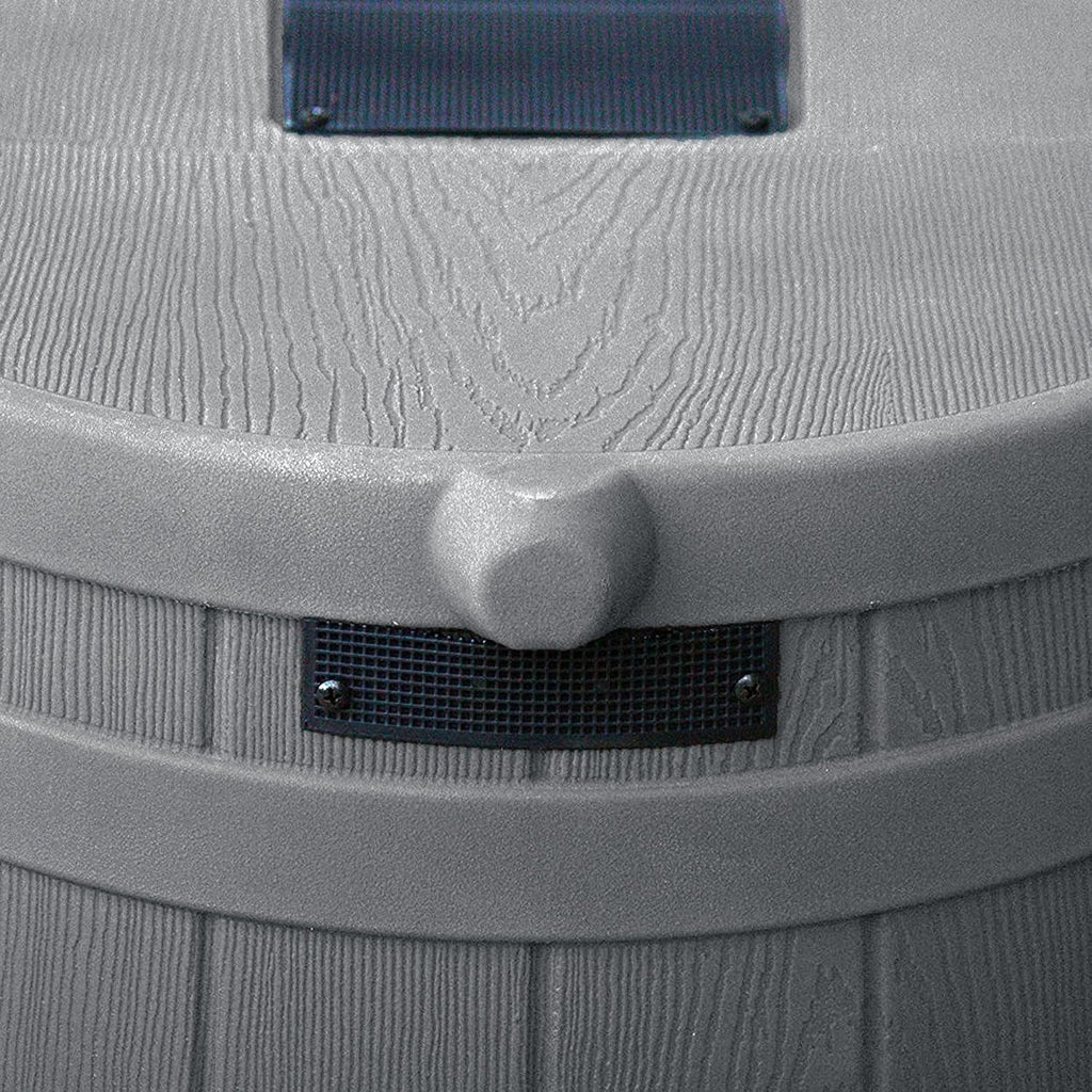 Rain Wizard Water Collection Barrel, 50 Gallon, Gray | Faux Wood Design - Plastic Outdoor Home Rain Barrel, Rainwater