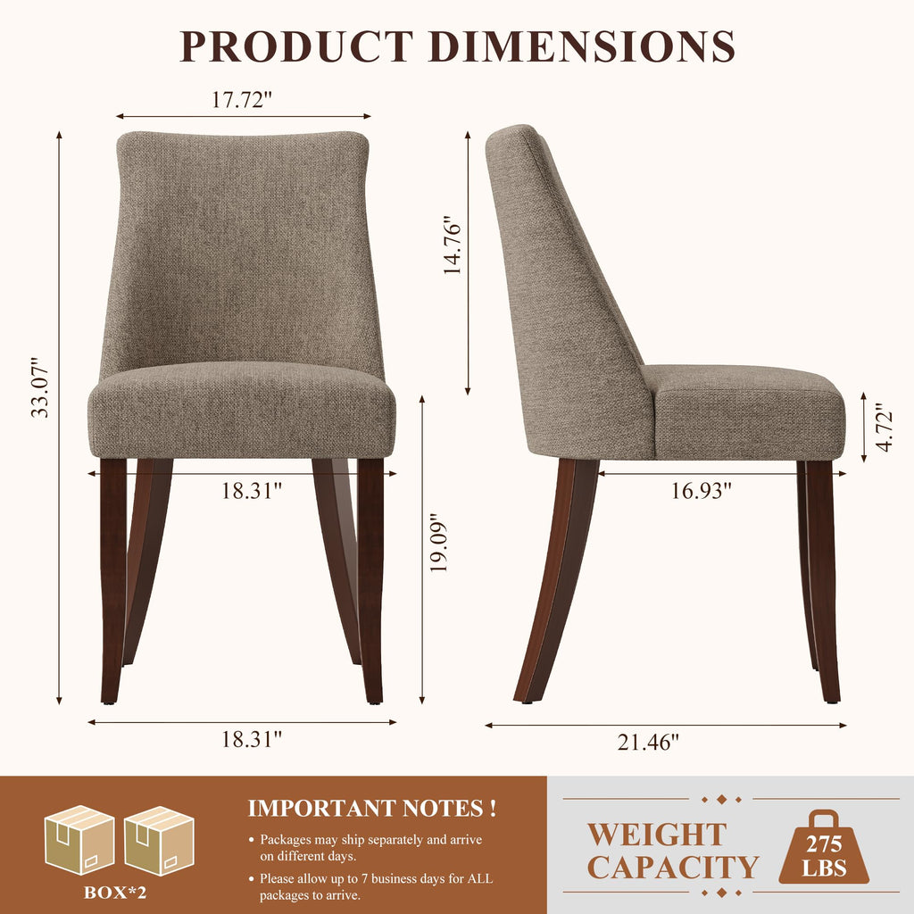 Upholstered Dining Chairs Set of 4, Mid Century Modern Kitchen Chairs with Back, Farmhouse Fabric Side Dining Room
