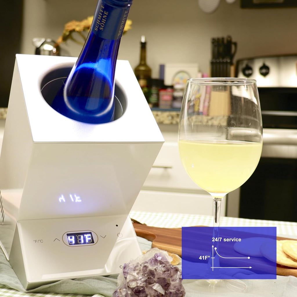 Wine Chiller,Electric Wine Cooler Bucket for 750ml Vino or Some Champagne,Single Bottle Chiller for Poolside