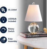 16" Clear Crystal Ball LED Table Lamp, White Modern Bedside Lamp, with White Linen Empire Shade