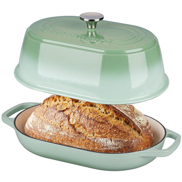 Enameled Cast Iron Dutch Oven Pot with Dome Lid, Oval Bread Oven made Sourdough Bread Baking, Oven Safe up to 500°F