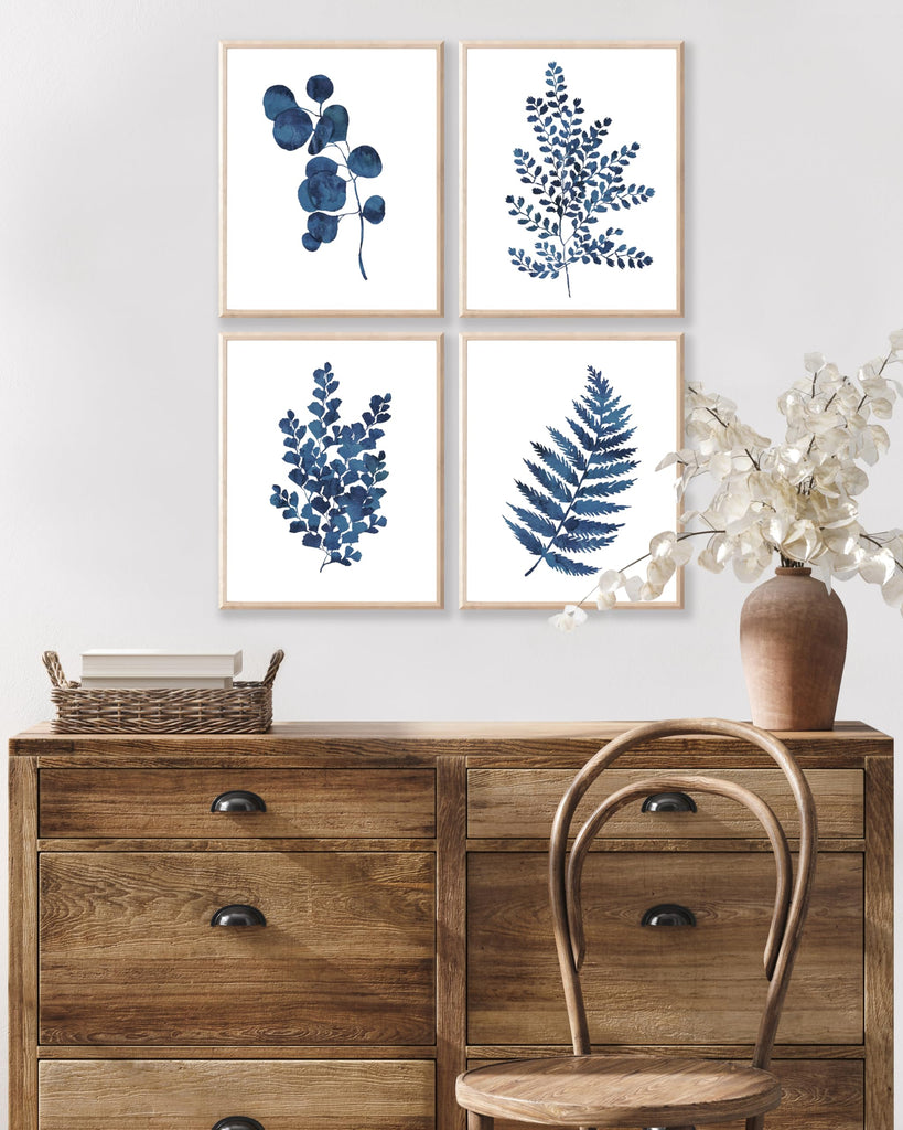 Master 4-Piece Vintage Botanical Poster - Retro Minimalist Print - Gift for Artist, Friend - Fern, Watercolor, Pant