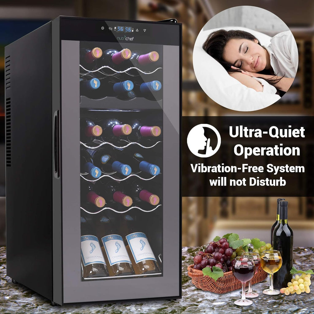 PKCWCDS188 Freestanding Wine Fridge, 18 Bottle Dual Zone Beverage Cooler for Hom