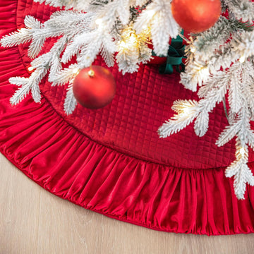 48 Inch Christmas Tree Skirt, Luxury Plush Tree Base Cover for Holiday Tree Ornaments Christmas Party Home Decorations