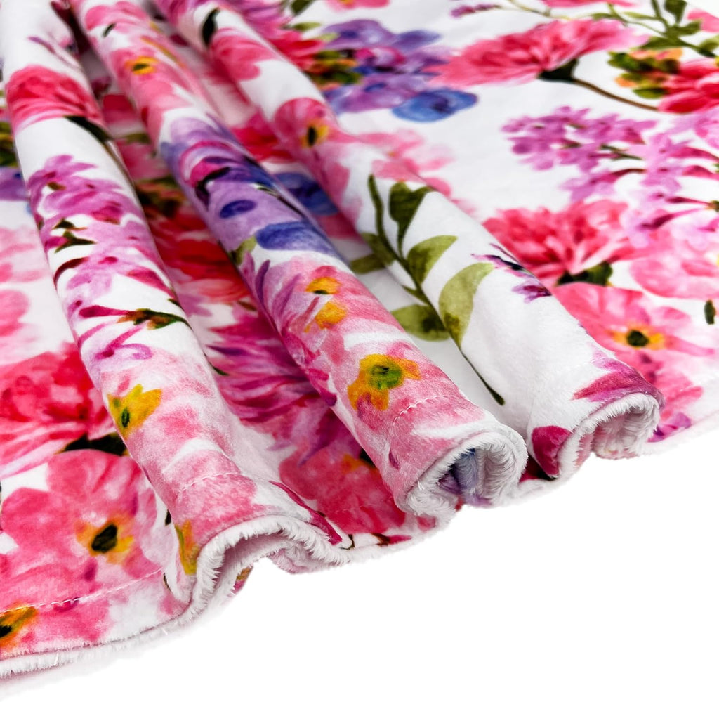 Blanket 28x36in Custom Minky Blanket with Name Embroidery - Super Soft Plush for Newborn Boys & Girls (Pink Floral)
