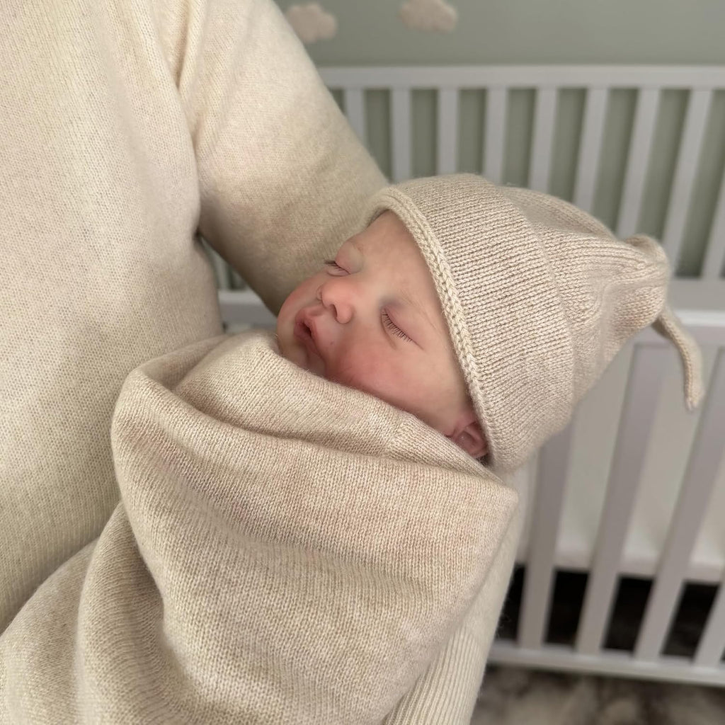 100% Cashmere Baby Blanket Gift Set Luxe Knit 0 Brown Sugar