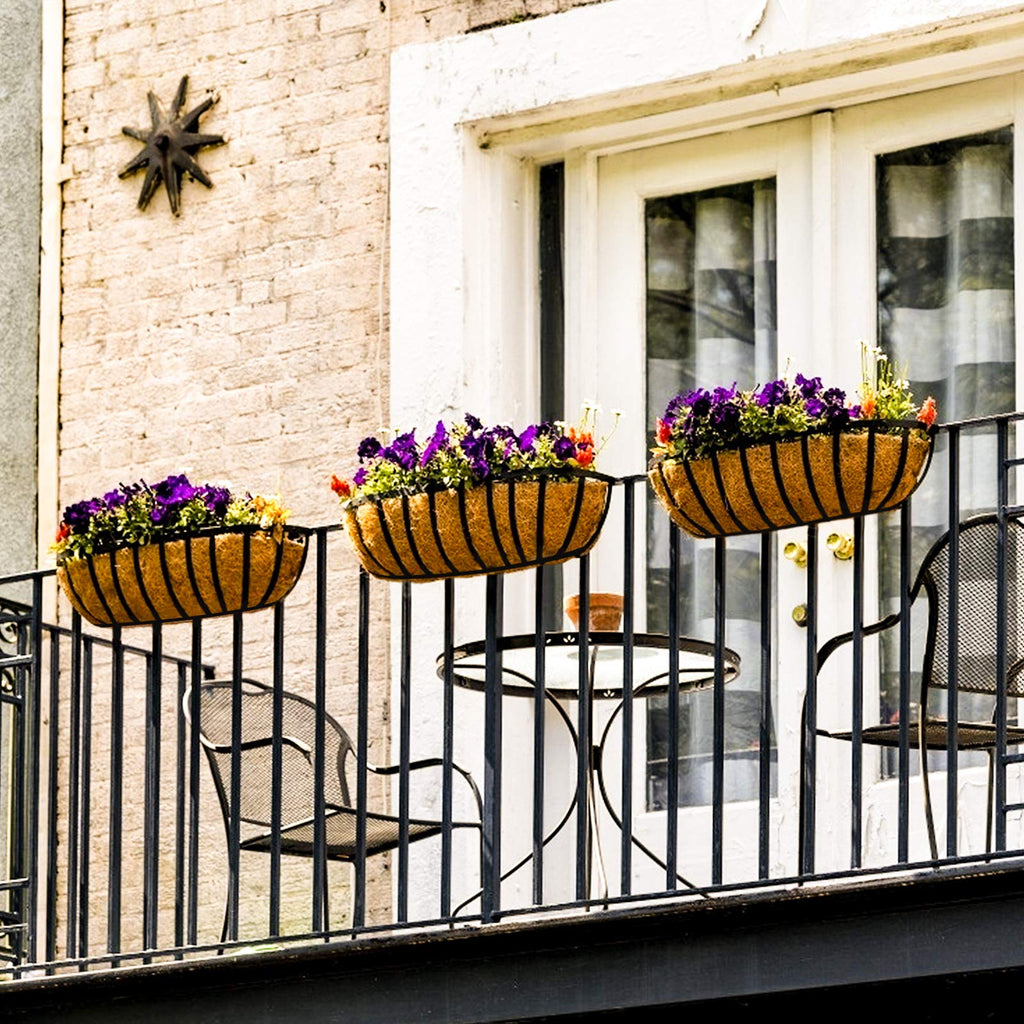 Railing Planter Window Box Deck Balcony Rail Planter 24 Inch for Porch Fence Patio Outdoor 4 Pack