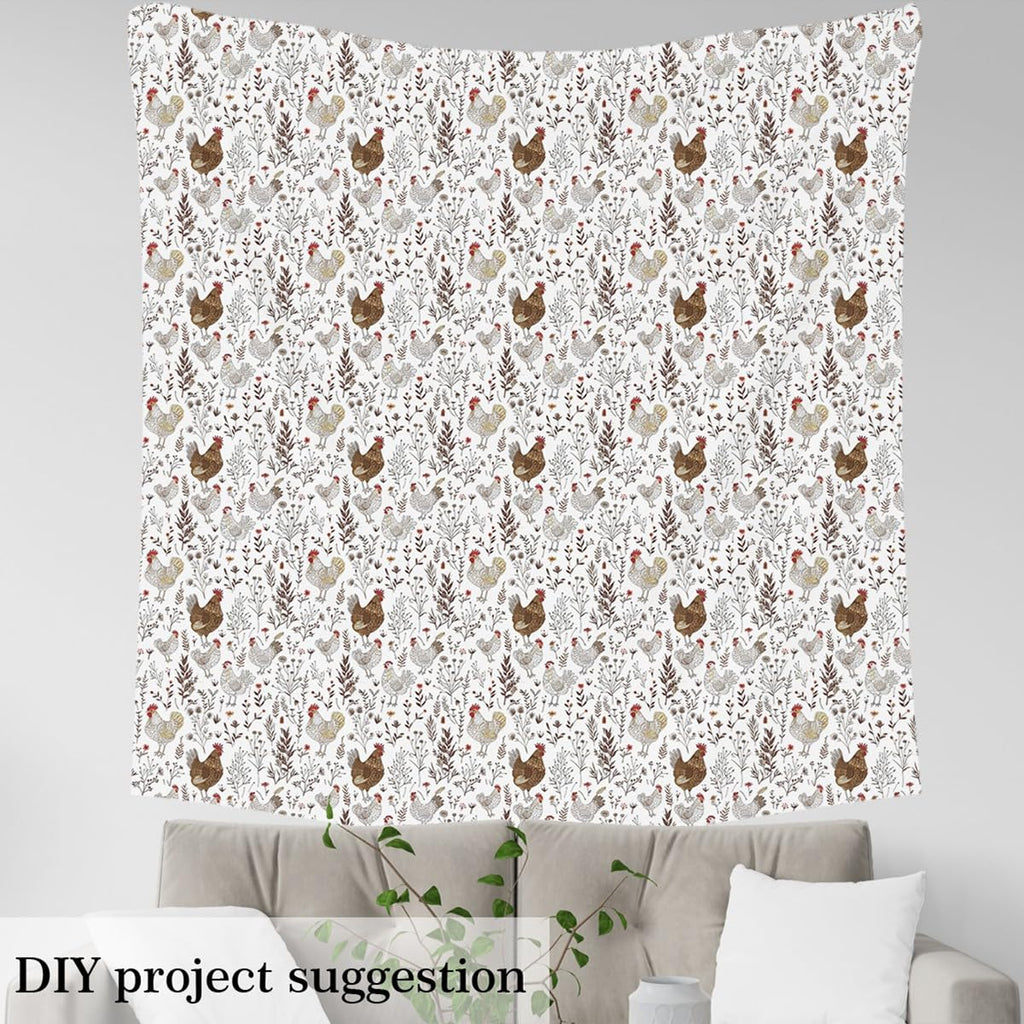 Chicken Chairs Farm Animal Upholstery Fabric 2 Yards Soft