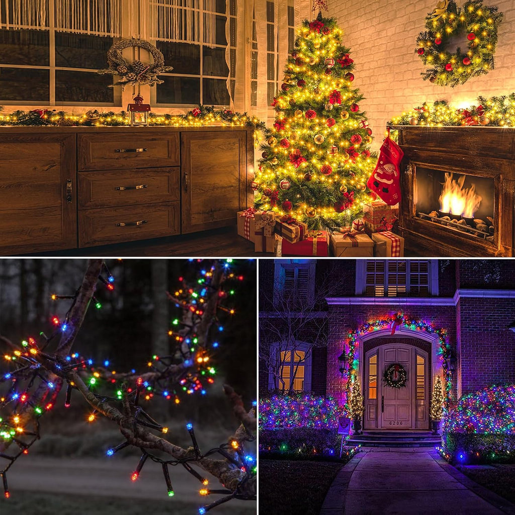 Dual Color 50Ft 1000 LED Cluster Christmas String Lights with Remote Timer