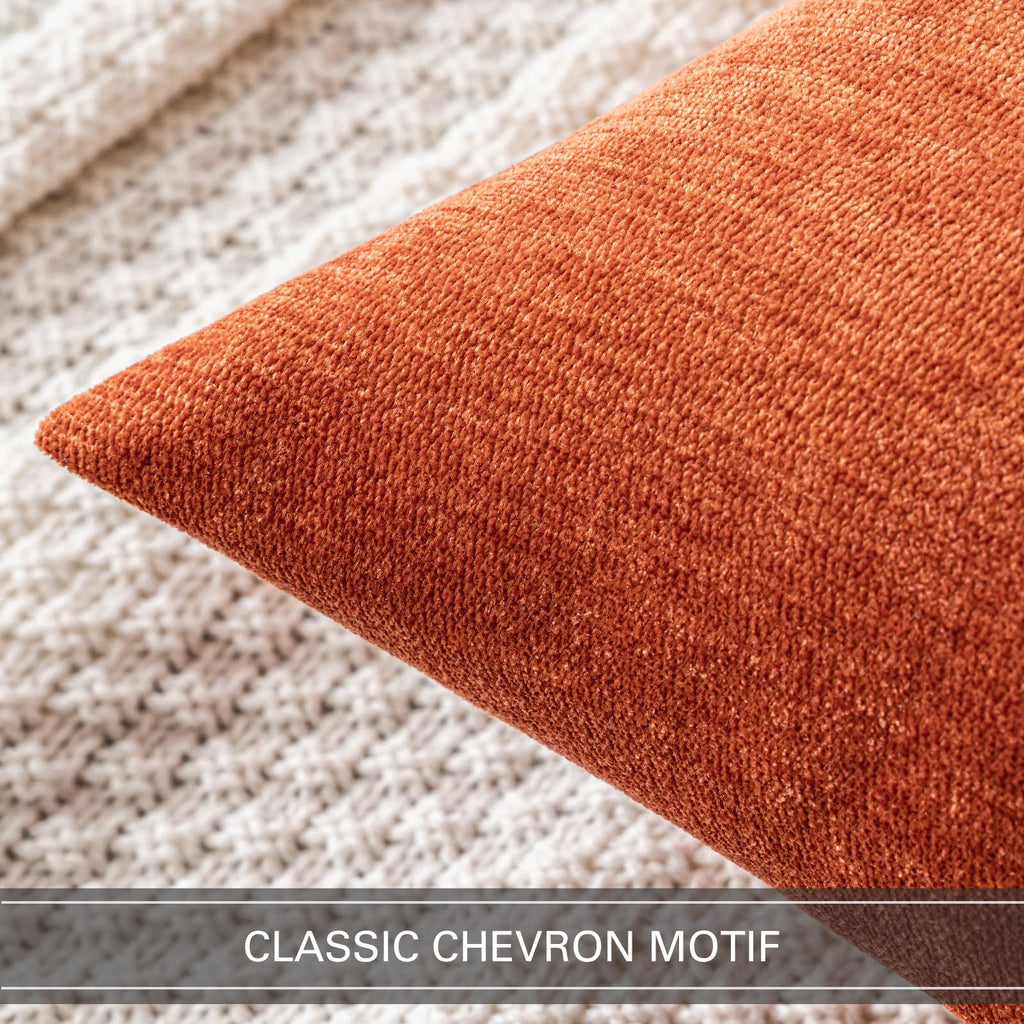 Pack of 2 Burnt Orange Decorative Fall Pillow Covers 20x20 Inch