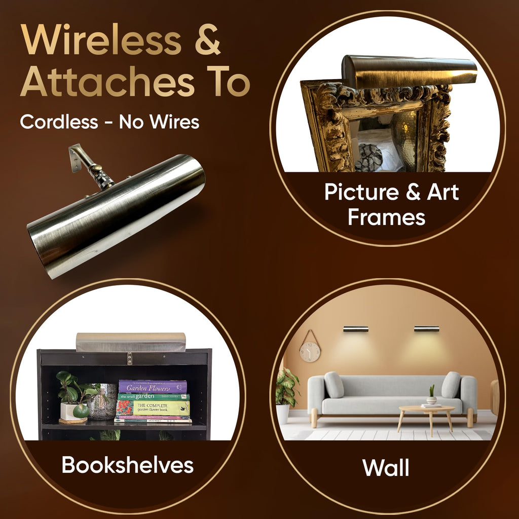 Concepdesigns Picture Light, Battery Operated Picture Light, Dimmable Wireless Picture Lights for Wall, Art Light