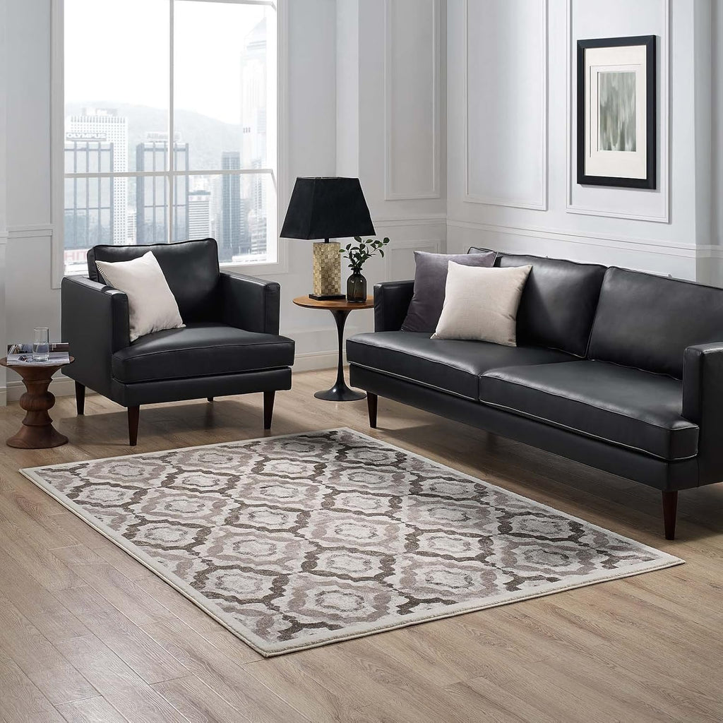 Kalinda Rustic Vintage Moroccan Trellis Area Rug in Brown, Beige and Ivory