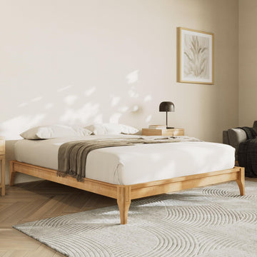 Full Size Bamboo Japanese Joinery Bed Frame, Tools Free, Natural