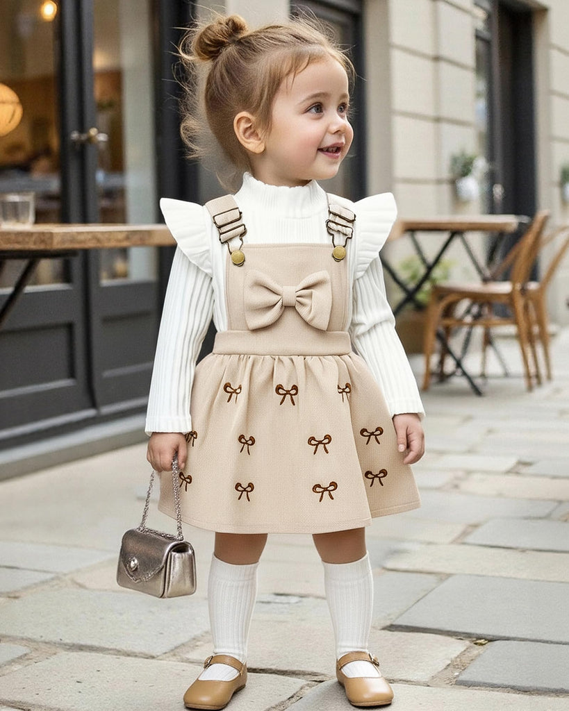 Toddler Girl Fall Winter 2 Piece Outfit Corduroy Overall Dress