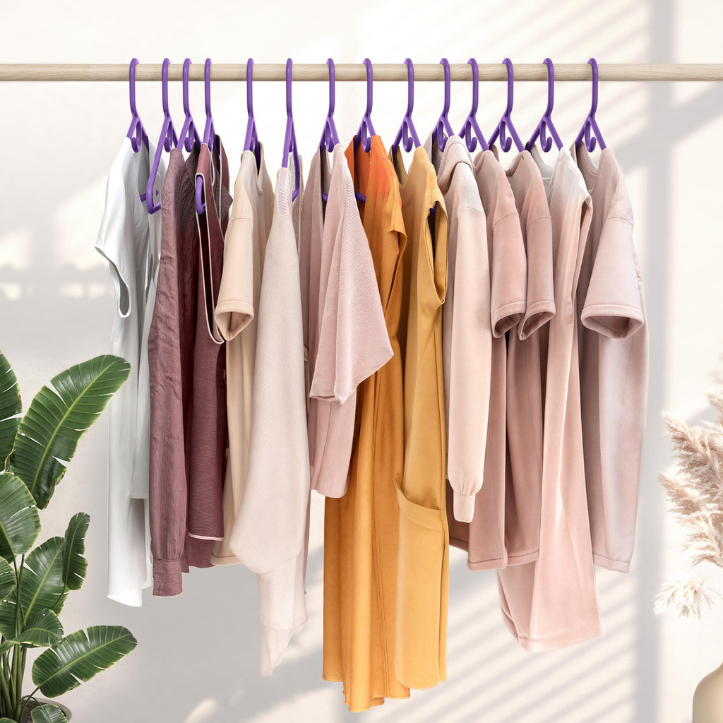 Thick Heavy Duty Hangers - Purple Plastic Clothes Hangers 24 Pack - Great for Coat Hanger, Jackets Jeans & Suit