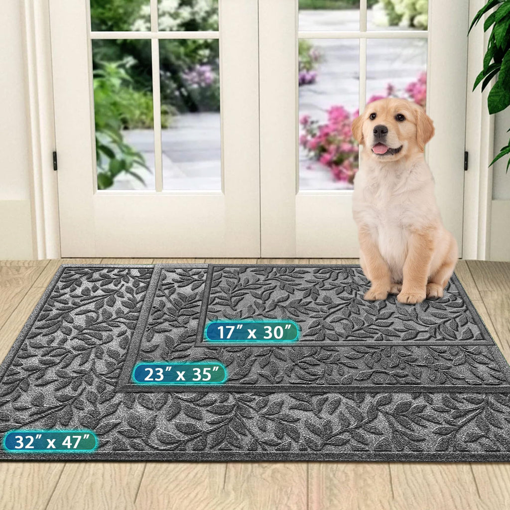 Sturdy Front Entrance Doormats, Durable Heavy Duty Welcome Mat, Thick Absorbent Natural Rubber Non Slip Mat, Easy Clean