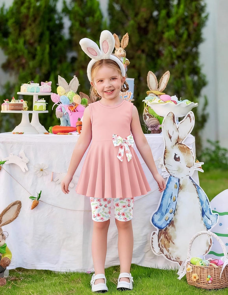 Toddler Girl Summer Clothes Sleeveless Top Dress Bike Shorts Set