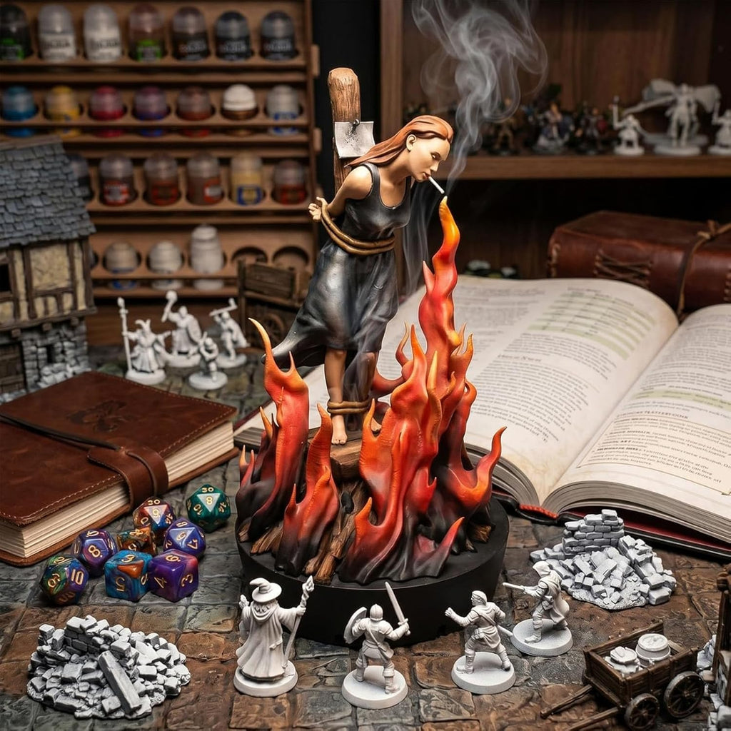 Witch Burn Sculpture Backflow Incense Burner, Gothic Witch Incense Holder with Waterfall Smoke Effect, Resin Dark