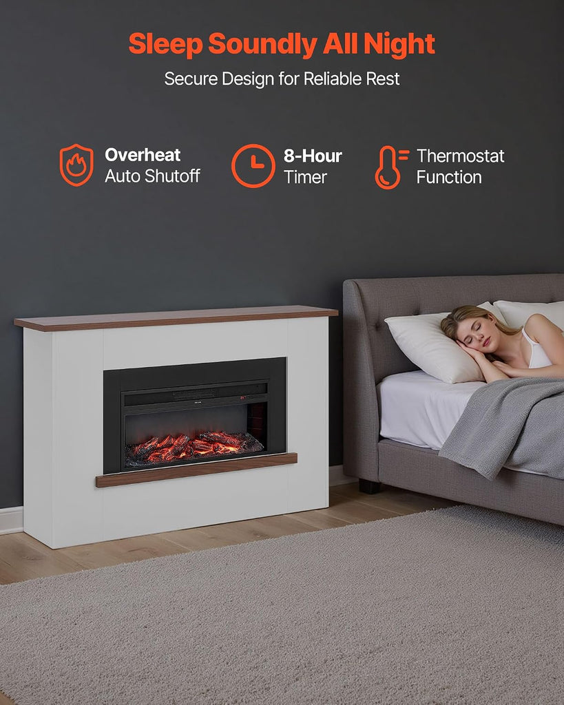 65.5 inch Freestanding Fireplaces, 1500W 5120BTU Fake Electric Fireplace Stove Heater with Mantel, Overheating