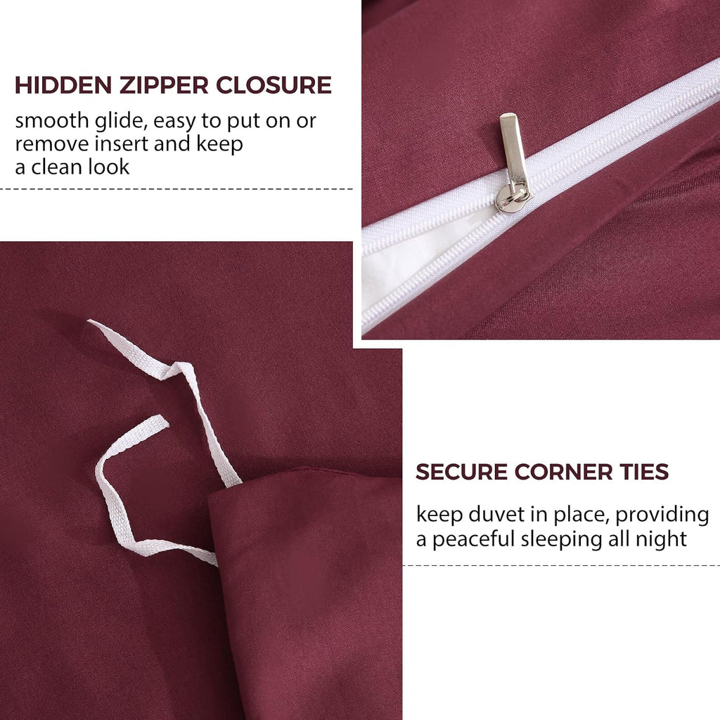 Duvet Cover Set, 3 Piece Duvet Cover with Pillow Shams, Soft Brushed Microfiber Zipper Closure