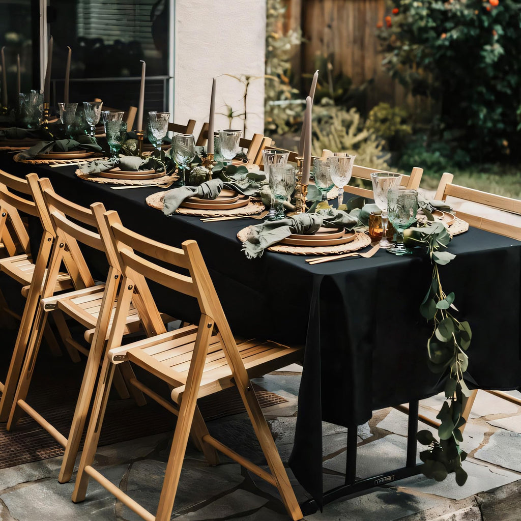 8 Pack 60 x 102 Inch Black Tablecloths for 6 Foot Rectangle Tables