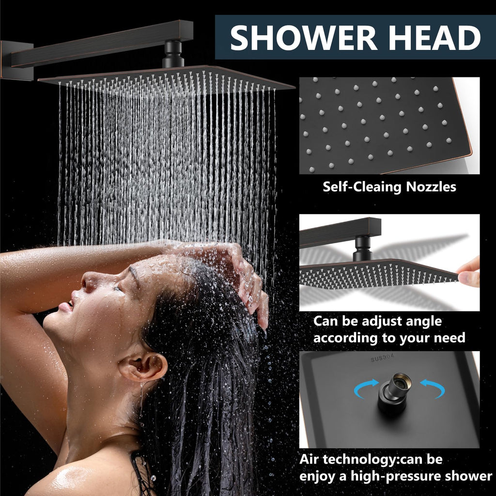 Shower Faucet Set with Handheld Oil Rubbed Bronze 16 Inch Head
