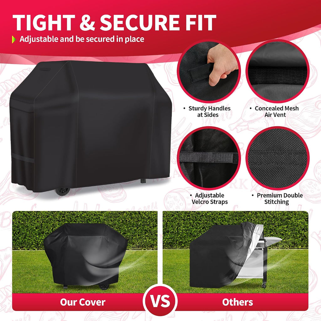 55 Inch Grill Cover - 600D Heavy Duty Waterproof and Weather Resistant BBQ Cover for Weber, Char Broil, Nexgrill