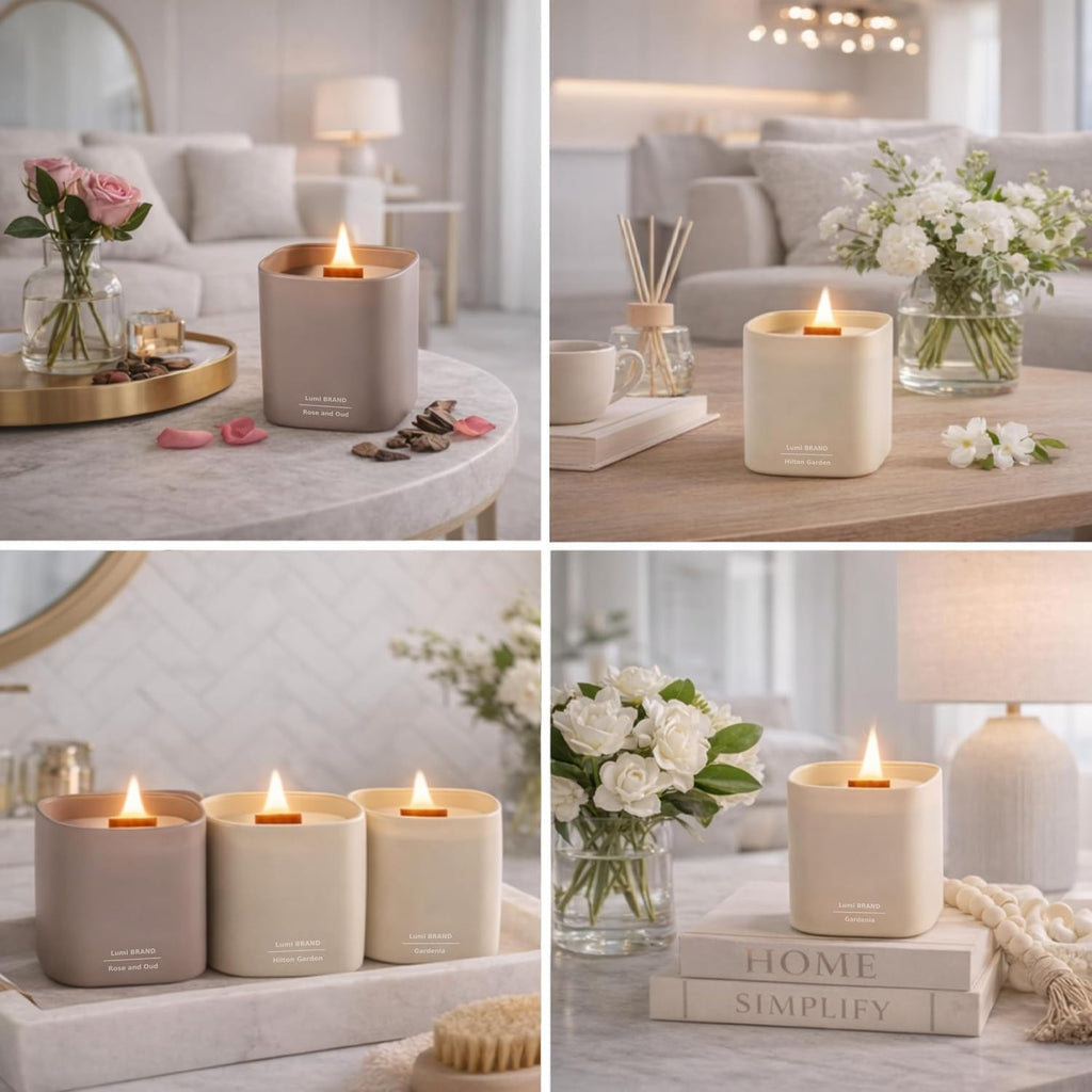 Set of 3 Premium Scented Soy Candles Gift Set | Nature's Bloom Collection - Gardenia, Hilton Garden and Rose & Oud |