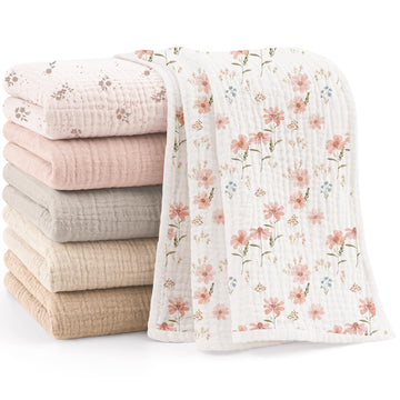 6 Pack Large Muslin Burp Cloths for Baby Boy, Girl, 100% Cotton