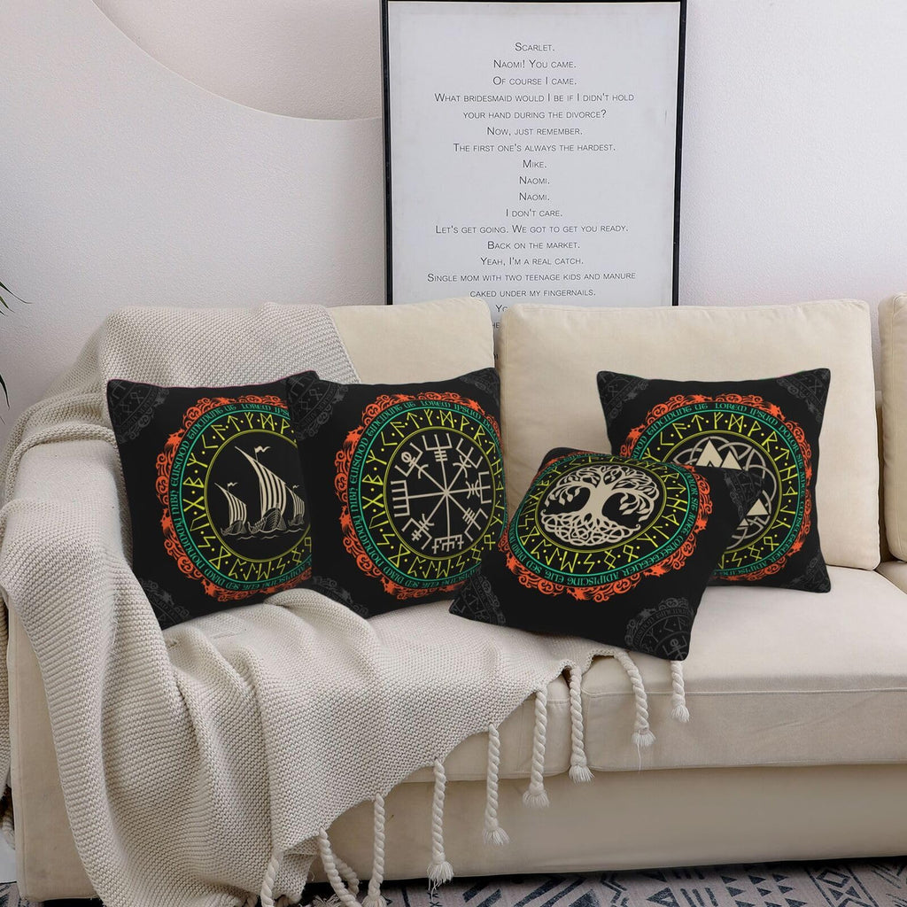 Vegvisir Viking Scandinavian Throw Pillow Covers 18x18 Inch Set of 4