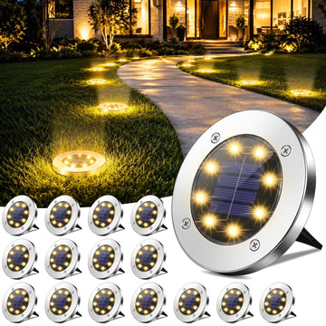4.6inch Solar Ground Lights, Garden Solar Outdoor Waterproof Pathway Bright In-Ground Landscape Lights, Lawn, Yard