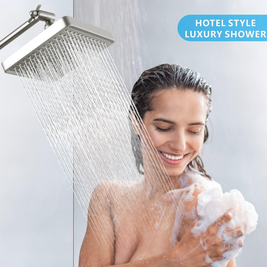 High Pressure Rain Shower Head - Luxury Modern Look - The Adjustable Replacement For Your Bathroom Showerhead - 6"