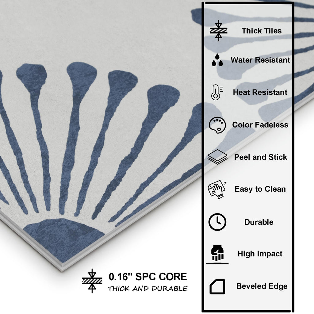 16-Sheet Peel and Stick Floor and Wall Tile, 9" x 9" Blue Stone Composite Self Adhesive Vinyl Flooring, Patterned
