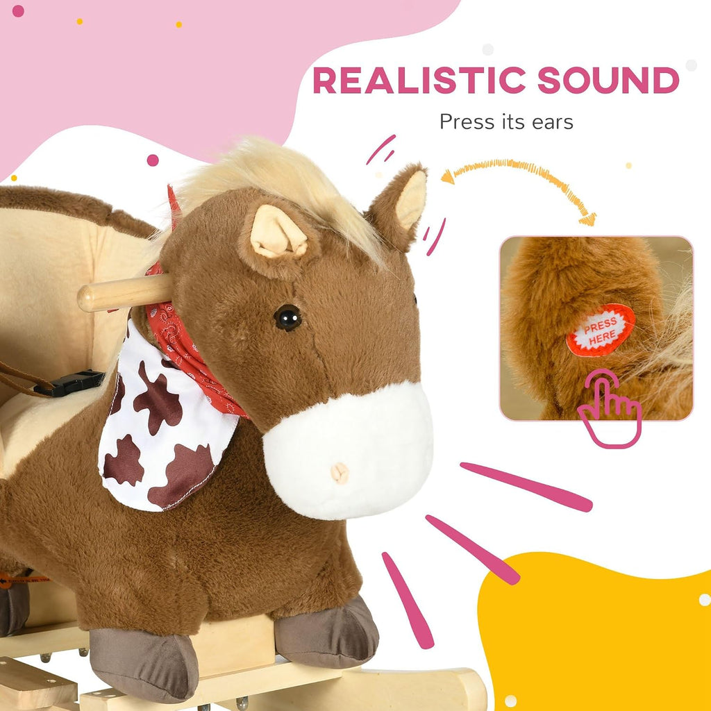 Baby Rocking Horse with Realistic Sound for Ages 18-36 Months Brown