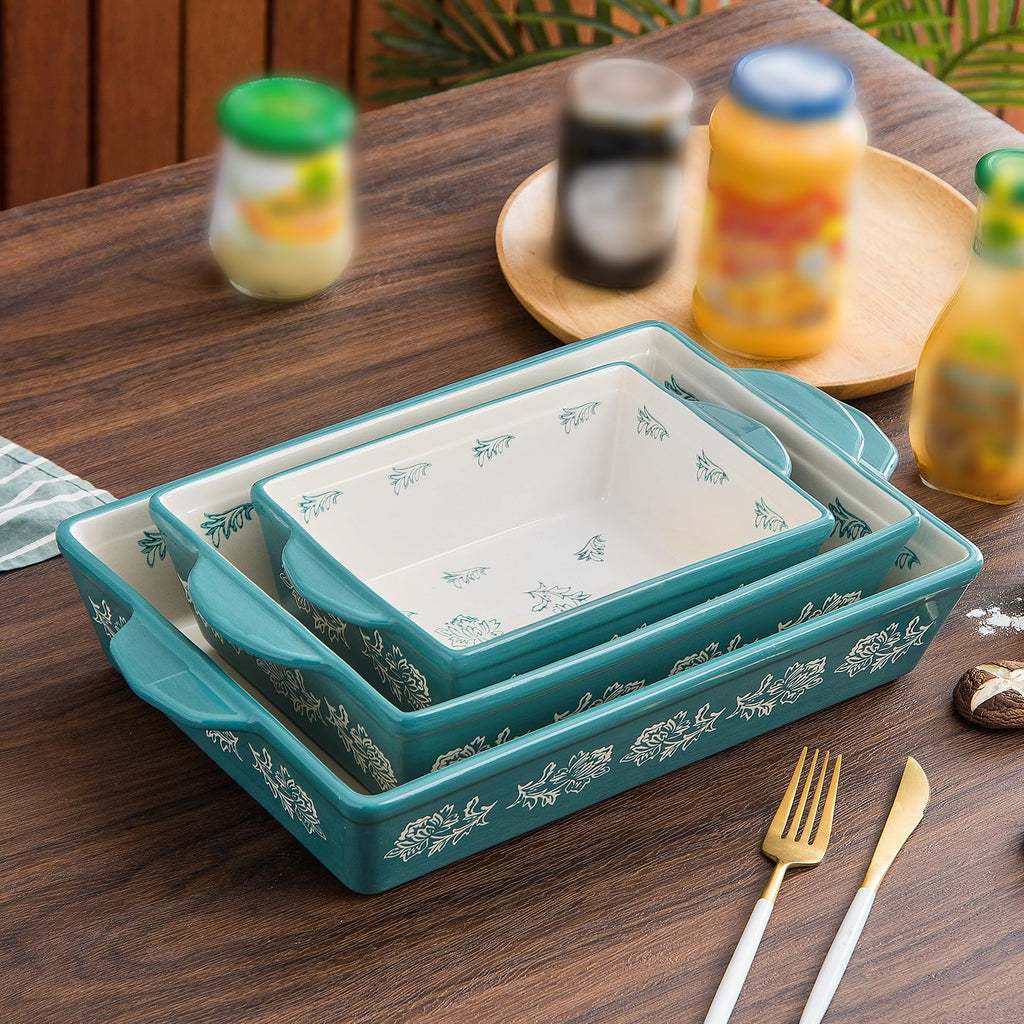 Baking Dish Ceramic Lasagna Pan Casserole Dish 3-Piece Bakeware Sets Baking Dishes Baking Set Baking Dish Set