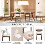 COLAMY Wooden Dining Chairs Set of 2, Modern Fabric Upholstered Kitchen Side Chairs