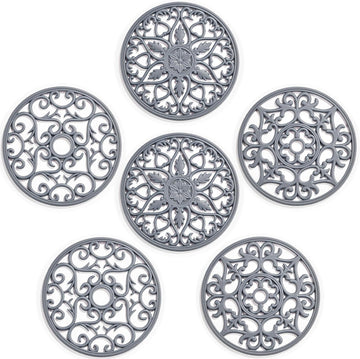 Set Silicone Trivet Mats for Hot Dishes Pots and Pans (Grey) - Set of 6