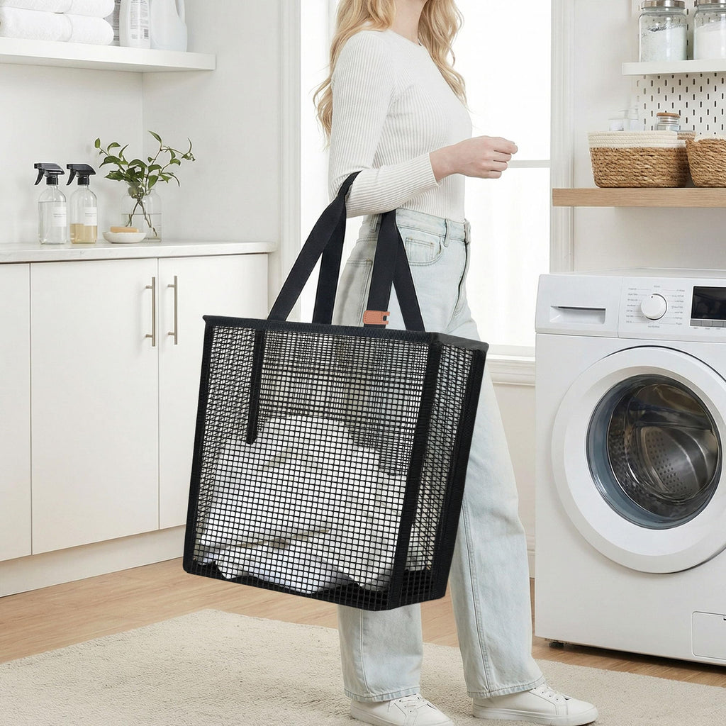 Collapsible Laundry Basket, 16.9 Gal. Large Pop-up Laundry Hamper with Long Carry Handles, Space-Saving Foldable