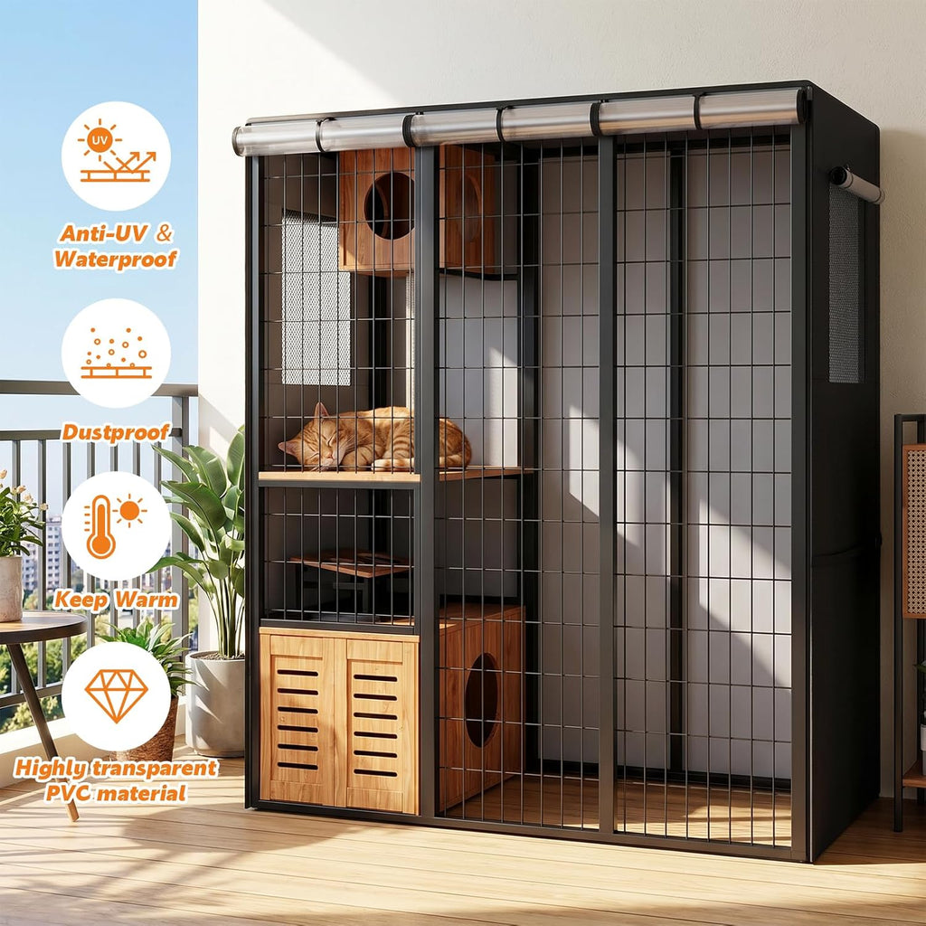 Outdoor Cat House Cover 73" L x 40" W x 73 H for Large Cat Enclosure