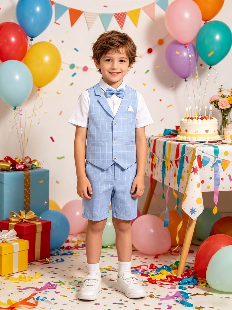 Summer Boys Suit Dress Clothes Kids 4Pcs Wedding Ring Bearer Outfit