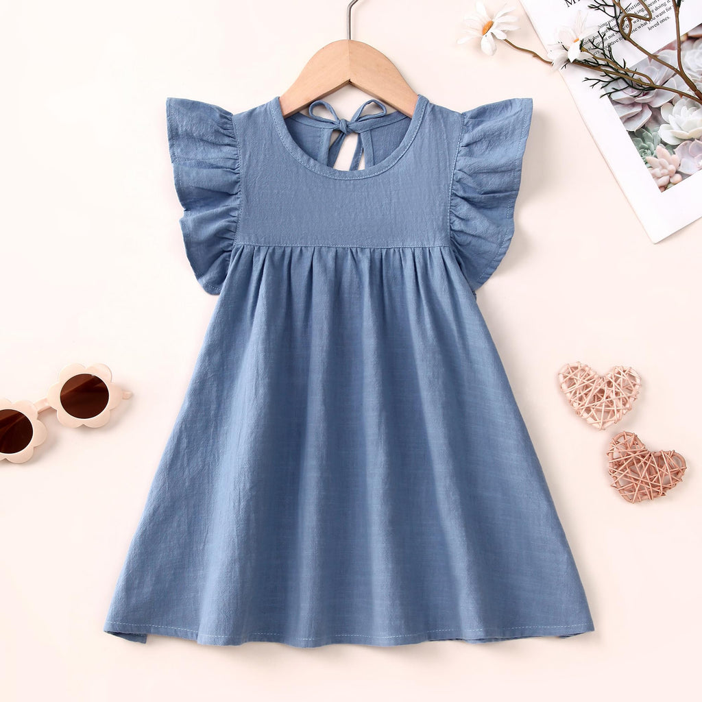 Toddler Baby Girl Dress Summer Cotton Ruffle Halter Sleeveless Kids Casual Beach Party Dresses