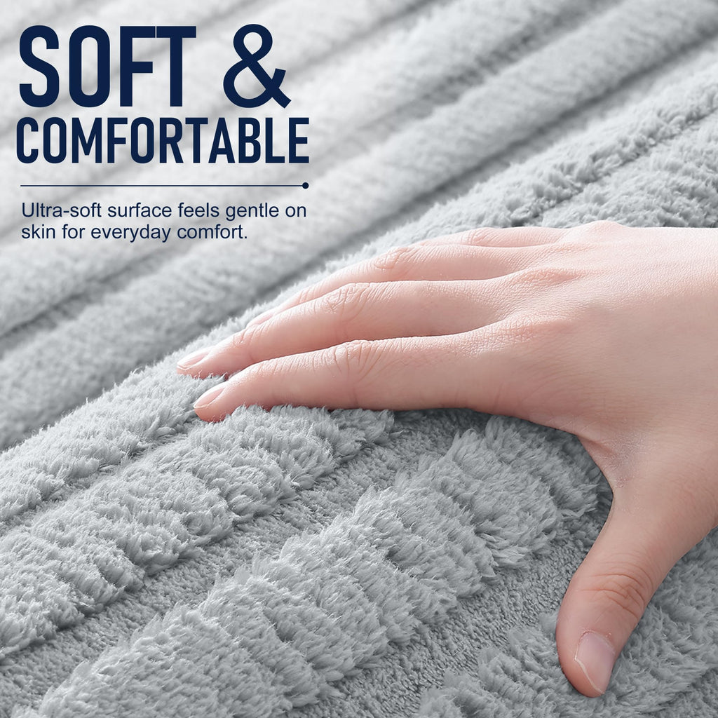 Bathroom Runner Rug 47x17, Soft Absorbent Striped Plush Bath Mat