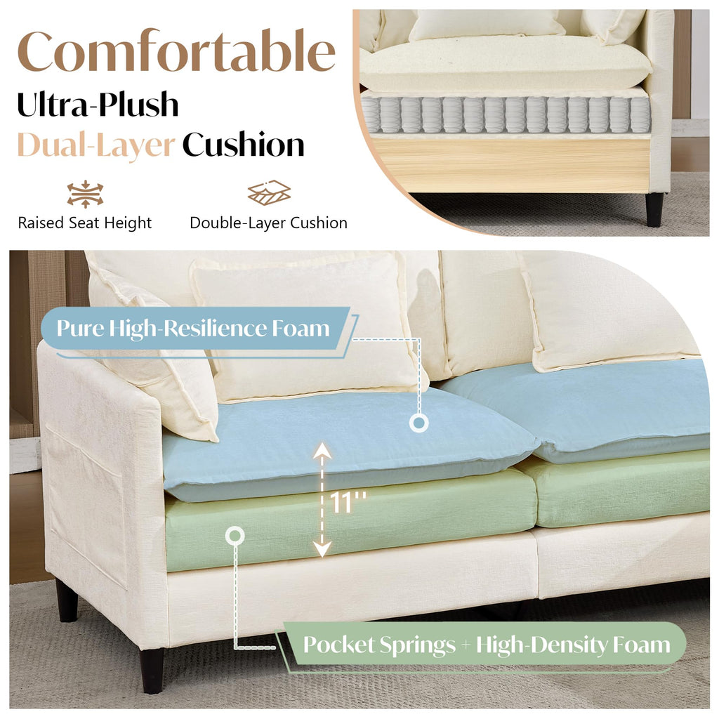 180.6" U Shaped Couch Cloud Sofa Modular Sectional Couch with 4 Large Ottomans, 5 Seater Chenille Oversized Deep Seat