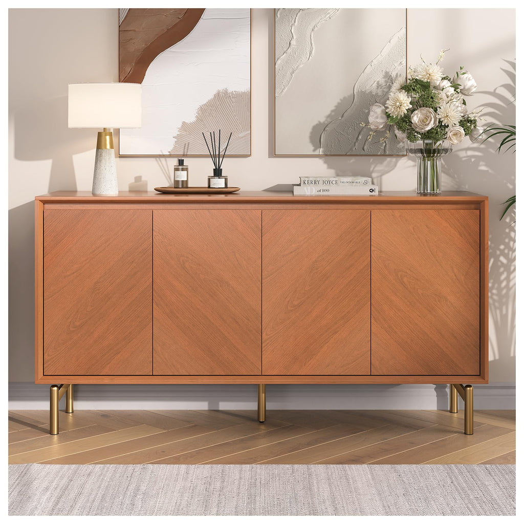 59" Sideboard Buffet Cabinet with Storage, Walnut