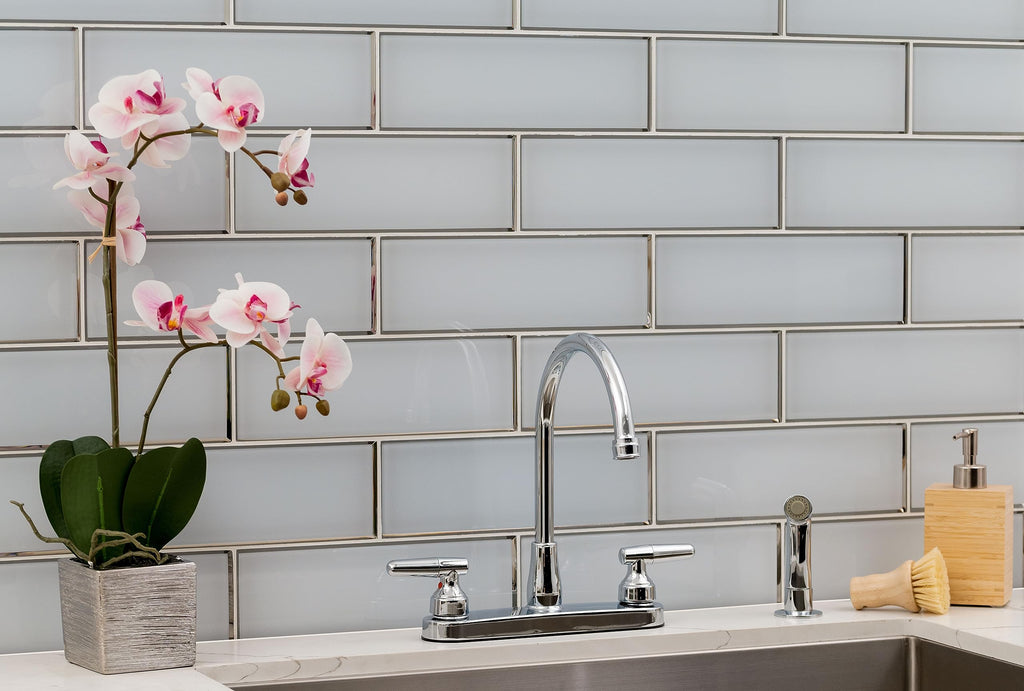 Beveled Glass Subway Tile | Ice Bevel | 4" x 12"